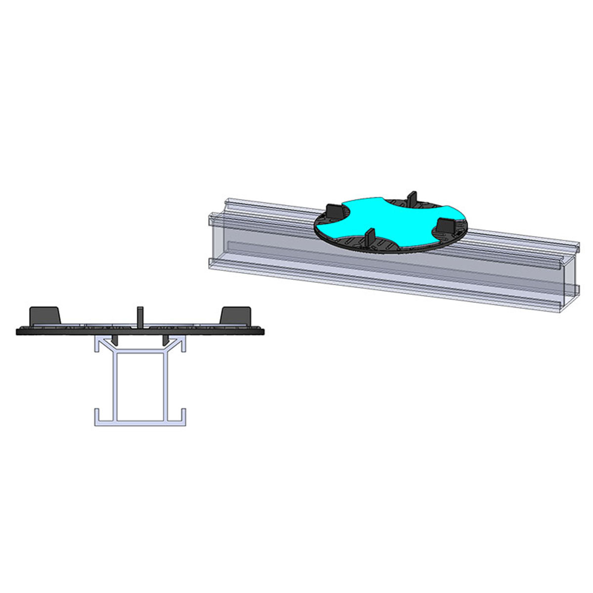 SOLIDOR Aufsatzmodul für QWICKBUILD Montageleisten inkl. Sticksol und mit 3 mm Fuge für Terrassenplatten