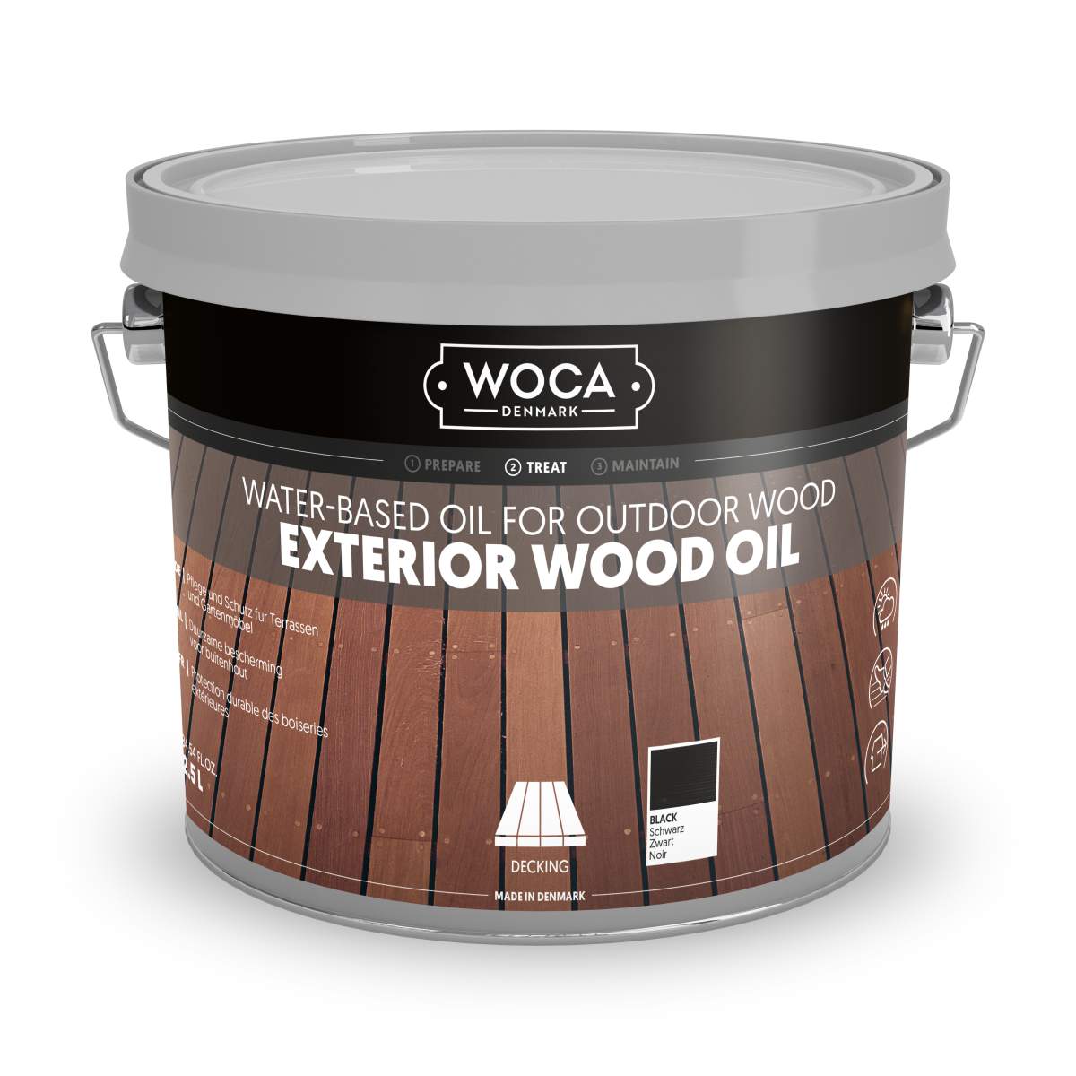 WOCA Terrassenöl Schwarz / Exterior Wood Oil Black 2,5 Liter